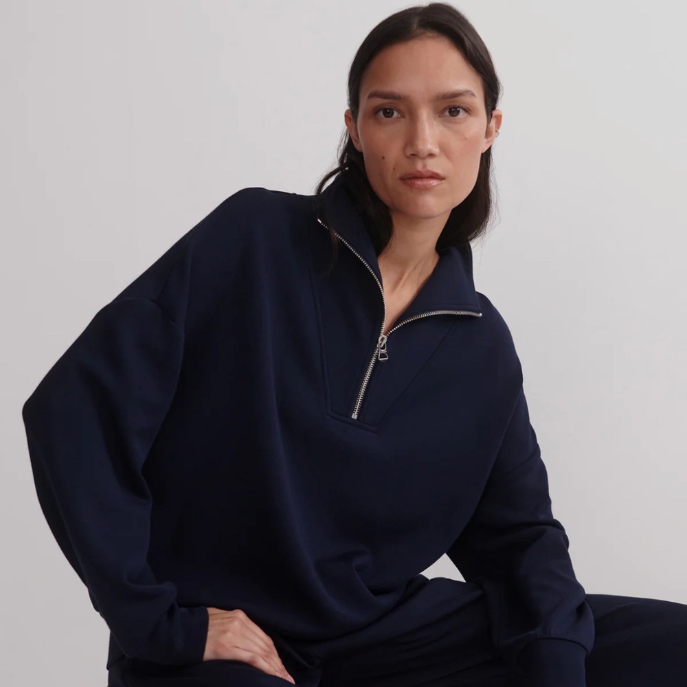 Varley Hawley Half Zip Sweatshirt Navy NWT